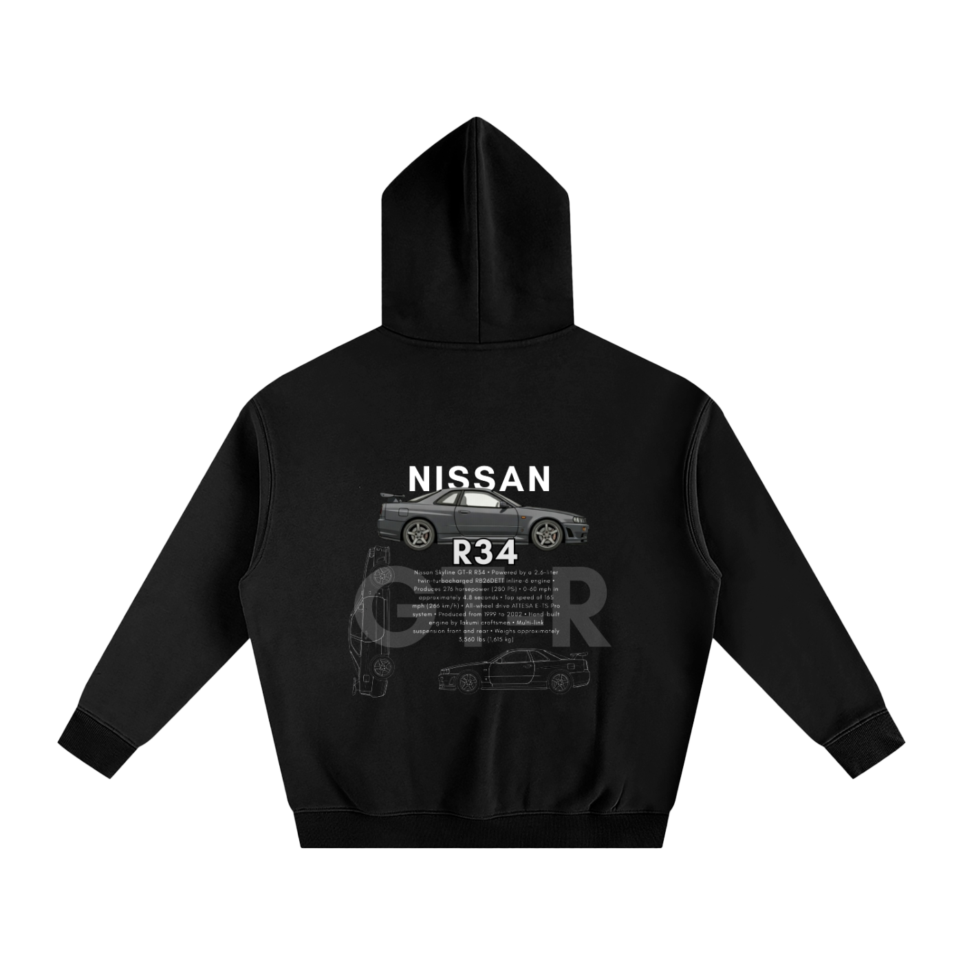 Nissan GTR R34 Black Hoodie