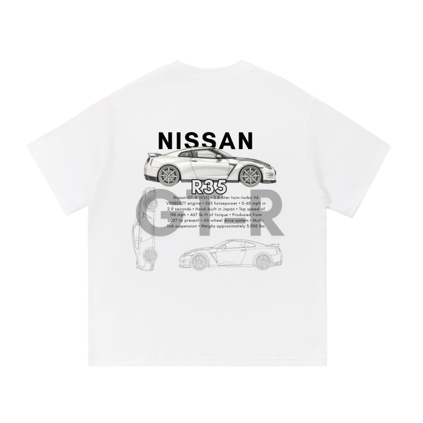 White Nissan GTR R35 Shirt