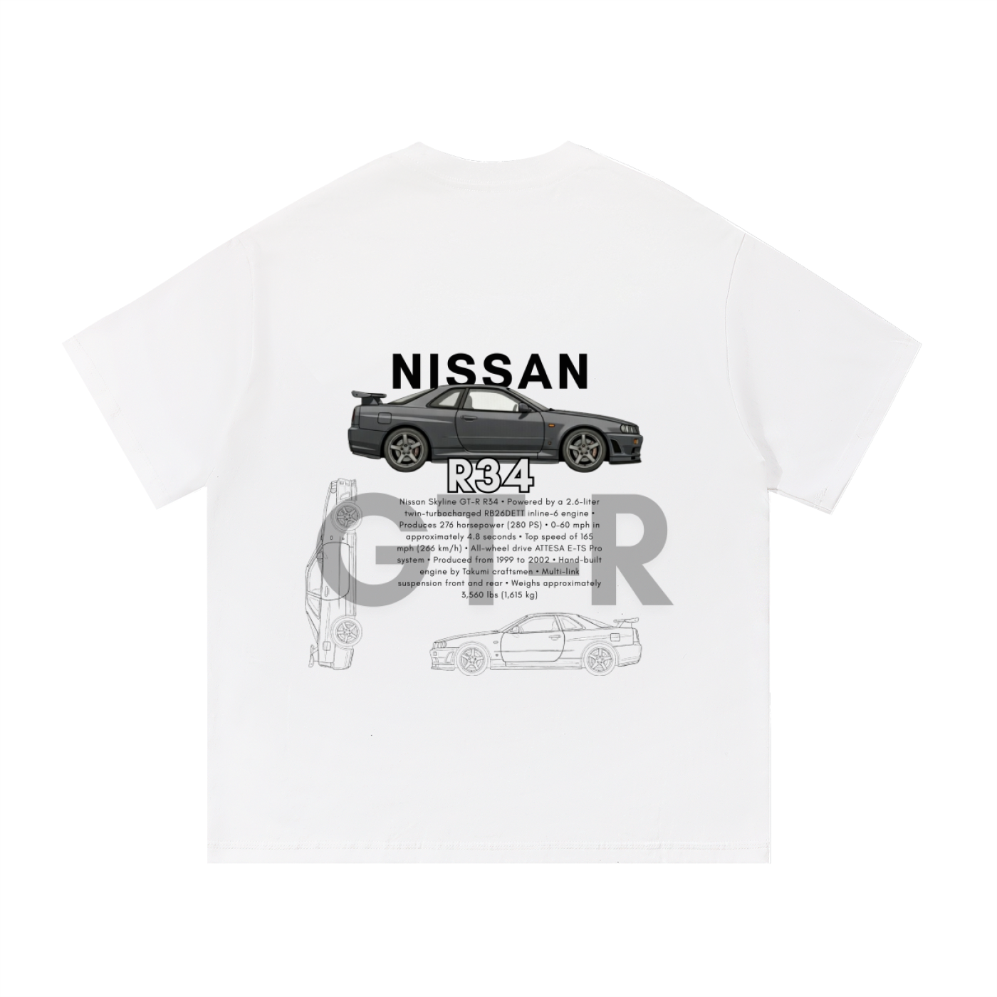 White Nissan GTR R34 Shirt