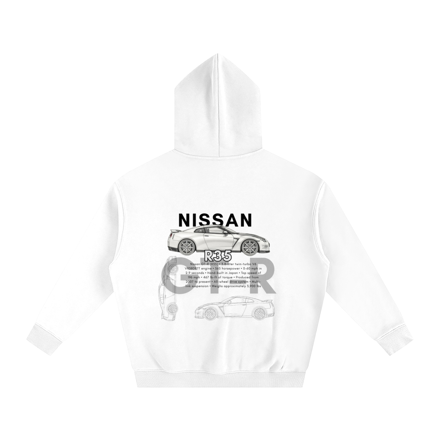 Nissan GTR R35 White Hoodie